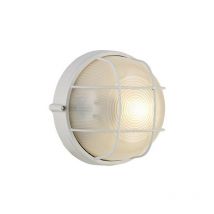 Inspired Deco - Avon - Lampada da parete rotonda, paratia soffitto, 1 luce E27, IP44, bianco, vetro