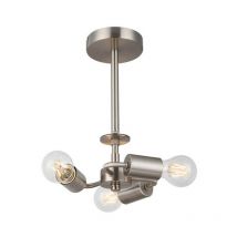 Inspired Deco - Baymont - Plafoniera universale semi-filo a 3 luci E27 in nichel satinato, adatta per un'ampia selezione di tonalità