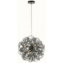 Inspired Deco - Cassidy - Soffitto Pendente Sferico Intrecciato Alluminio 6 Luci G9 Nero