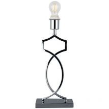 Inspired Deco - Courtyard - Lampada da Tavolo Base Rettangolare senza Paralume, Interruttore In Linea, 1 Luce E27 Cromo Lucido