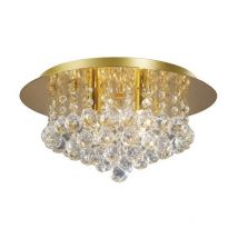 Inspired Lighting - Inspired Deco - Dahlia - Plafond encastré, rond 350 mm, cristal G9 or français à 4 ampoules