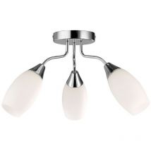Inspired Deco - Denia - Semi Flush Ceiling 3 Light E14 Chrom poliert, Opalglas