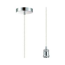 Inspired Lighting - Inspired Deco - Dreifa - Kit de suspension de 1,5 m 1 lumière chrome poli, câble torsadé transparent, E27 Max 60W, c, w support
