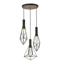 Inspired Deco - Kristoff - Plafonnier Cluster Suspension Cluster Cage 3 Lumière E27 Noir