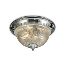Inspired Lighting - Inspired Deco - Macy - Plafonnier encastré IP44 à 2 ampoules E14, chrome poli avec verre clair nervuré