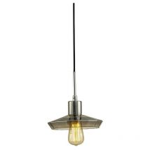 Inspired Lighting - Inspired Deco - Markus - Suspension de plafond Shallow Dome E27 Chrome poli, verre noir fumée
