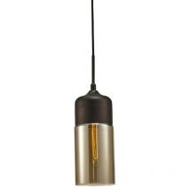 Inspired Lighting - Inspired Deco - Mia - Rohrdeckenanhänger 1 Leuchte E27 Chrom poliert, Schwarz, Rauchglas