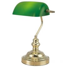 Inspired Deco - Morgan - Lampada da tavolo Bankers 1 Luce E27 Oro, Vetro Verde