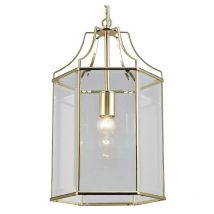 Inspired Lighting - Inspired Deco - Payton - Lanterne Hexagonale pour Plafond E27 Or Français, Verre Transparent