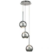 Inspired Deco - Regina - Cluster a soffitto Sospensione a 3 luci a grappolo G9 Cromo lucido, vetro cromato