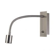 Inspired Deco - Winslow - Lampada da lettura da parete a led a testa cilindrica con braccio flessibile, base con interruttore, nichel satinato