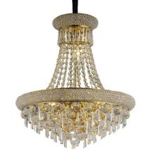 Inspired Diyas - Alexandra - Lampadario a Sospensione a Soffitto 9 Luci Oro Francese, Cristallo