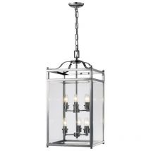 Inspired Diyas Aston - Lanterna a Sospensione a Soffitto a 6 Luci Cromo Lucido, Vetro