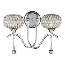 Inspired Diyas Chelsie - Lampada da Parete 2 Luce Lucida, Vetro Trasparente