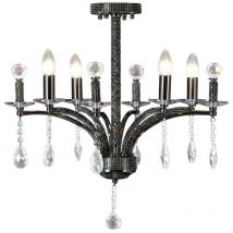 Inspired Diyas Fiore - Sospensione semi filo soffitto 4 luci cromo nero, cristallo