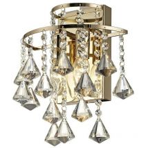 Inspired Diyas Inina - Applique Switched 2 Luci E14 Oro Francese, Cristallo
