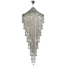 Inspired Diyas Inina - Sospensione a grappolo da soffitto alto 15 luce cromo lucido, cristallo