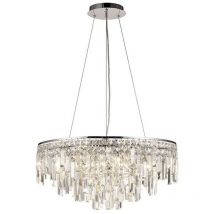 Diyas - Inspired Maddison - Soffitto Pendente Tondo 8 Luci G9 Cromo Lucido, Cristallo