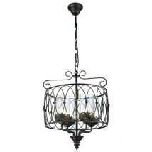 Inspired Lighting - Inspired Diyas - Malcolm - Sospensione a soffitto a gabbia 4 luci E27 nero, oro con vetro trasparente