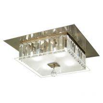 Inspired Diyas - Tosca - Quadrato a filo soffitto a 4 luci in ottone antico, vetro, cristallo