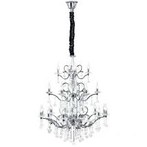 Inspired Diyas Zinta - Lampadario a sospensione a soffitto 3 livelli 22 Cromo lucido chiaro, cristallo (l'articolo richiede assemblaggio)