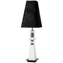 Inspired Galata Lampada da tavolo E27 in pelle scamosciata nera con paralume bianco/cristallo, non compatibile con led/cfl