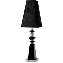 Inspired Galata Lampada da tavolo E27 in pelle scamosciata nera, paralume nero/cristallo, non compatibile con led/cfl