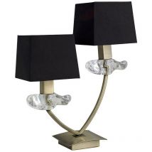 Inspired Lighting - Inspired Mantra Akira ab Lampe de table Akira à 2 ampoules E14, laiton antique avec abat-jour noirs