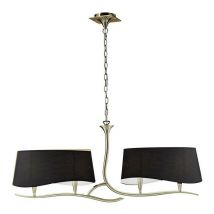 Inspired Lighting - Inspired Mantra Fusion Ninette Linear Pendant 2 Arm 4 Light E14 With Black Shades Antique Brass
