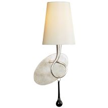 Inspired Mantra Fusion Paola Lampada da parete Paola 1 luce E14, verniciata argento con paralume crema e gocce di vetro nero