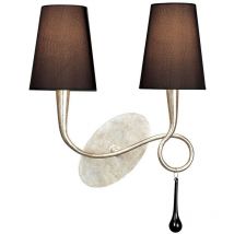 Inspired Lighting - Inspired Mantra Fusion Paola Paola Applique 2 Lumière E14, Argent Peint Avec Abat-Jour Noir & Gouttelettes de Verre Noir