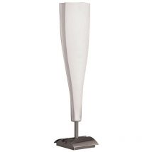 Inspired Mantra Java Lampada da Tavolo Big 1 Luce E14, Nichel Satinato/Vetro Bianco Satinato