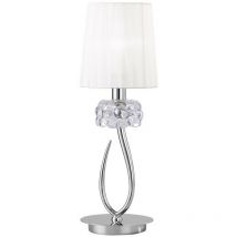 Inspired Mantra - Loewe - Lampada da Tavolo 1 Luce E14 Piccola, Cromo Lucido con Paralume Bianco