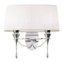 Inspired Mantra Lucca Lampada da parete a 2 luci E27, cromo lucido con paralume bianco e cristallo trasparente