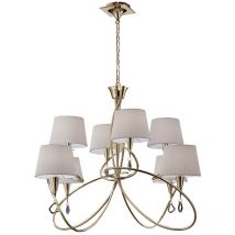 Inspired Mantra Mara Ciondolo 2 livelli 8 luci E14, oro francese con sfumature bianco avorio