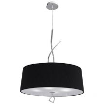 Inspired Mantra - Mara - Sospensione Cilindrica da Soffitto 4 Luci E27 Tonda, Cromo Lucido con Paralume Nero