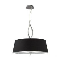 Inspired Mantra - Ninette - Sospensione Cilindrica da Soffitto 4 Luci E27, Cromo Lucido con Paralumi Neri