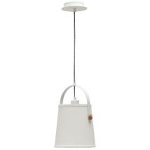 Mantra - Inspired Nordica - Sospensione a Soffitto con Paralume Bianco 1 Luce E27, Bianco Opaco, Faggio con Paralume Bianco Avorio