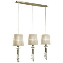 Inspired Mantra - Tiffany - Sospensione a soffitto 3 + 3 luci linea E27 + G9, ottone antico con sfumature bronzo morbide e cristallo trasparente