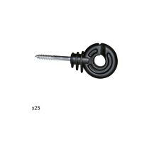 Insprovet - Aislador para Hilo, 80 mm, Negro, Poste Madera, Bolsa 25 aisladores