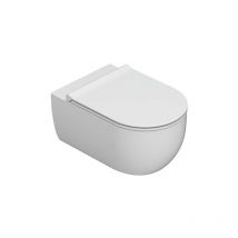 Cuvette murale sans rebord 53x34 cm Globo Mode MES02BI Blanc - Céramique - Avec couvercle de toilette
