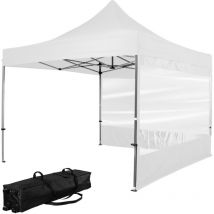Instent - Alu gazebo 3 x 3 m Pro impermeabile protezione uv 50+, bianco con 2 pannelli laterali
