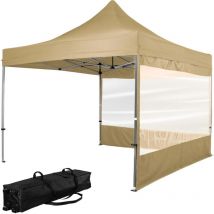 Gazebo Alu 3 x 3 m Pro impermeabile protezione uv 50+, champagne con 2 pannelli laterali - Instent