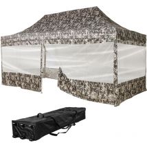 Instent - Gazebo in alluminio 3 x 6 m Pro 4 pannelli laterali impermeabili protezione uv 50+, mimetizzazione urbana
