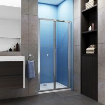 900x1850mm Bathroom Bi Fold Shower Door Enclosure with 900x800mm Stone Tray Waste - Acezanble