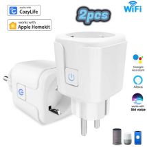 Coocheer - Intelligente Steckdose mit Amperemeter, 16 a WLAN-Steckdose, Cozylife+Homekit-kompatible intelligente Steckdose mit Sprachsteuerung,