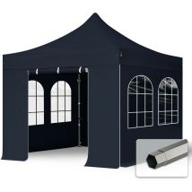 Toolport 3x3 m Tente pliante - Acier, côtés avec fenêtres, noir