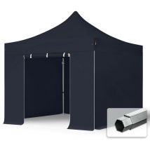Toolport 3x3 m Tente pliante - Alu, côtés sans fenêtre, noir