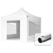 Toolport 3x3 m Tente pliante - Alu, anti-feu, côté panoramique, blanc