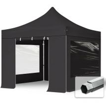 Toolport 3x3 m Tente pliante - Alu, côté panoramique, gris foncé